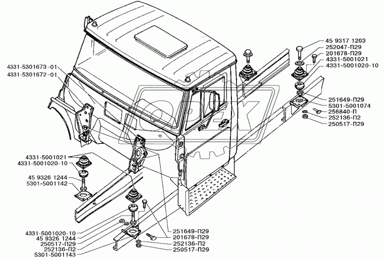 5301-5001074 Кронштейн крепления кабины задний ЗИЛ